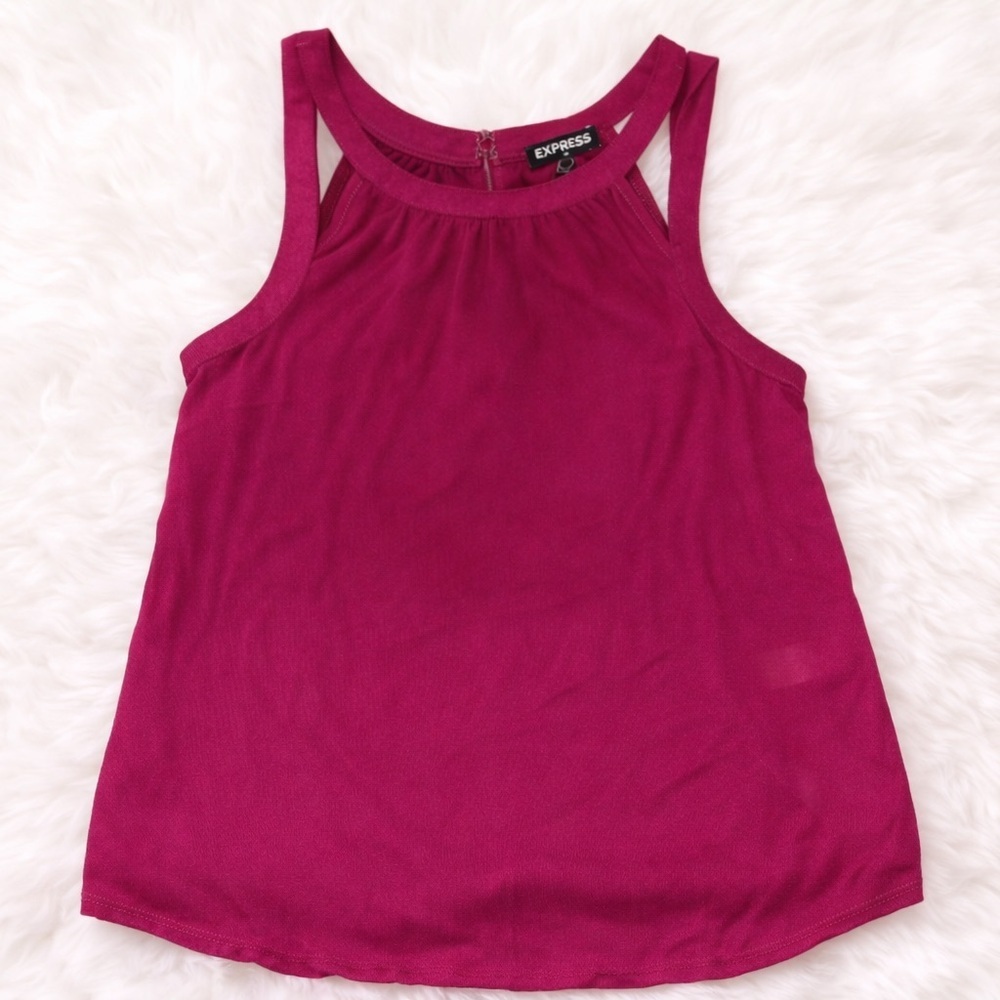 Express Fuchsia Sleeveless Blouse XS Keyhole Back Dressy Tank Top Career Casual